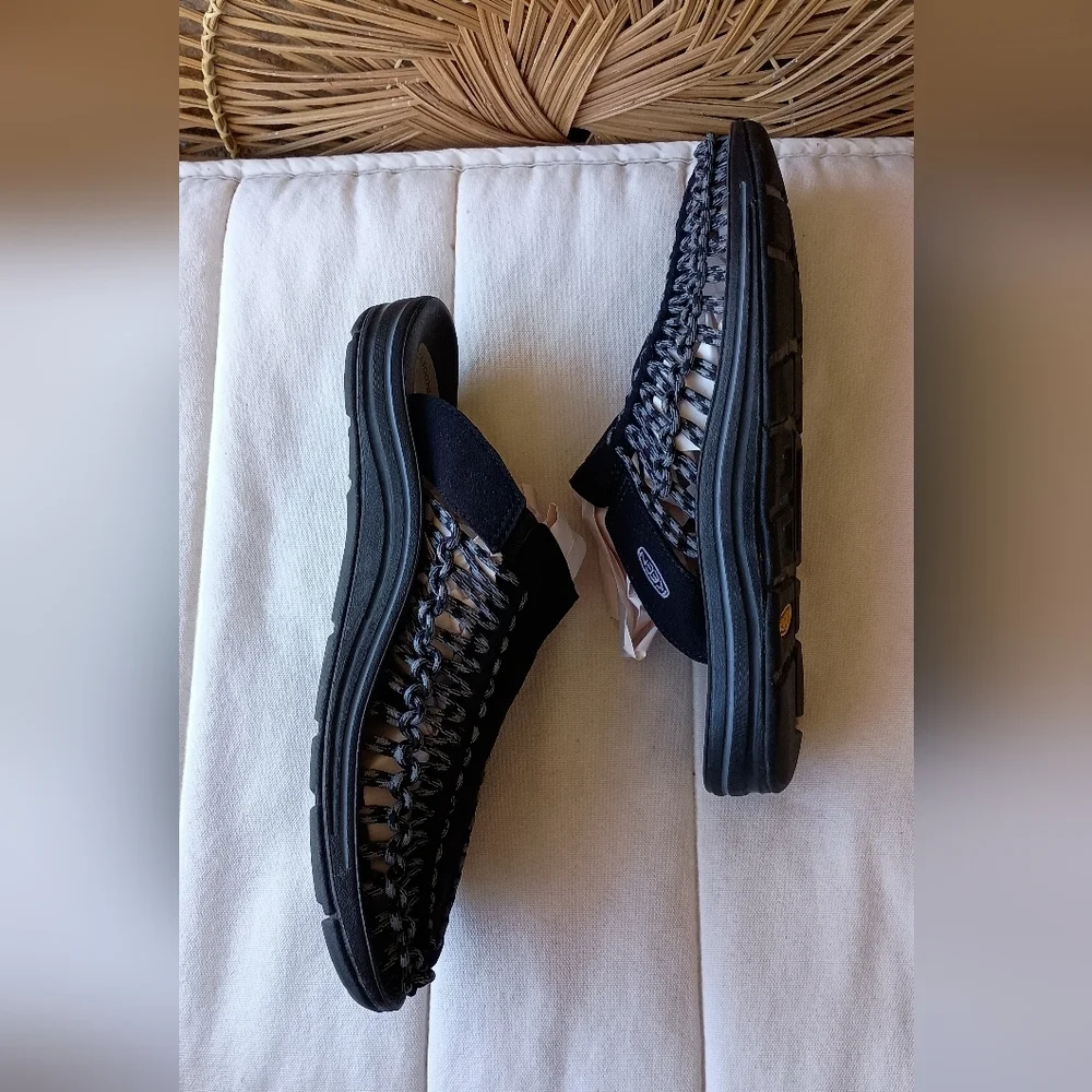 Keen Black Slip-On Shoes with Braided Accents_11.5
